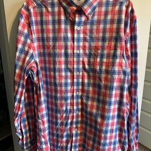Southern Tide Red and Blue Plaid Casual Shirt